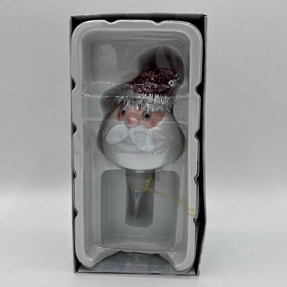 Department 56 Other - Dept 56 Christmas Santa Lit Tinsel Glass Wine Bottle Stopper - 2006